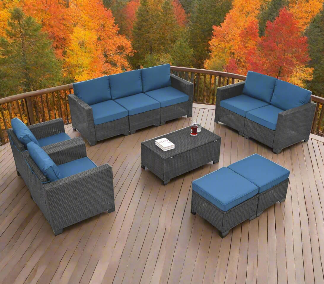 The 10 pieces of the Wicker Sectional Patio Set sold by WorkZen Interiors