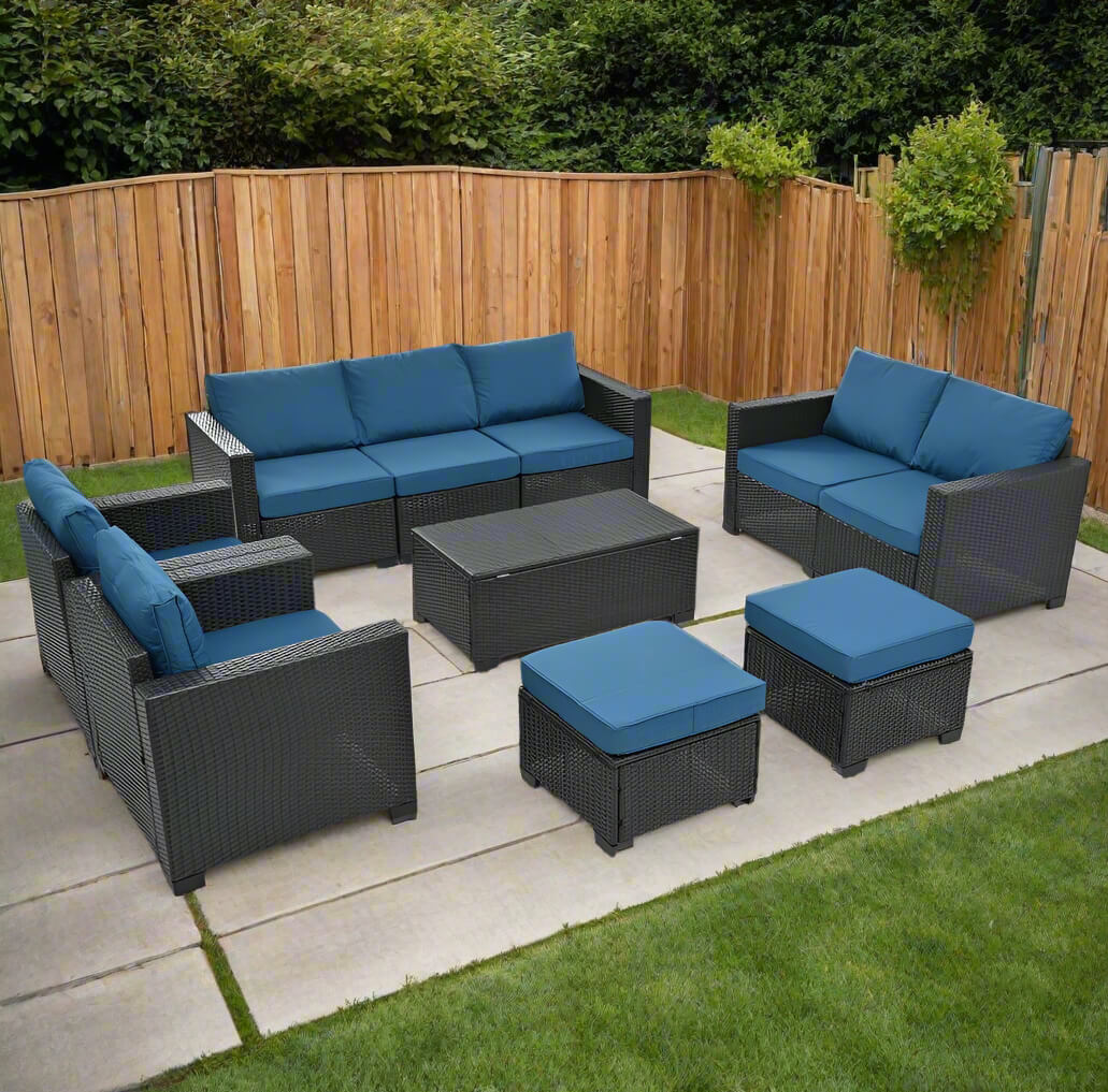 The 10 pieces of the Wicker Sectional Patio Set sold by WorkZen Interiors
