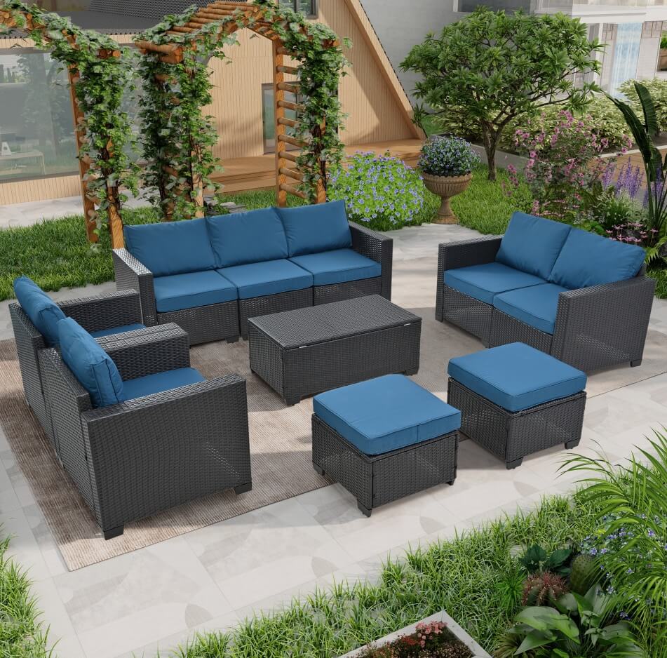 The 10 pieces of the Wicker Sectional Patio Set sold by WorkZen Interiors