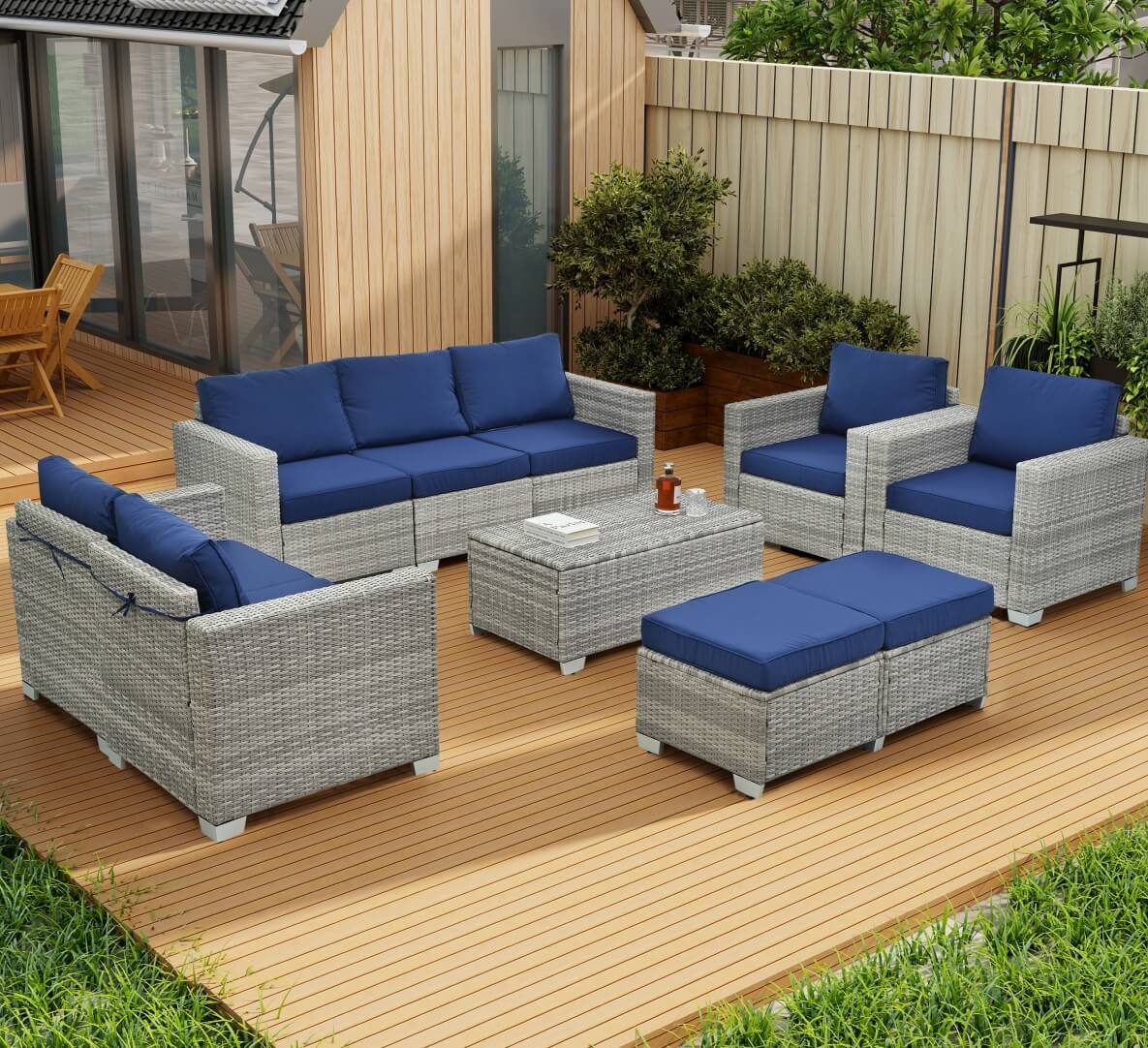 The 10 pieces of the Wicker Sectional Patio Set sold by WorkZen Interiors