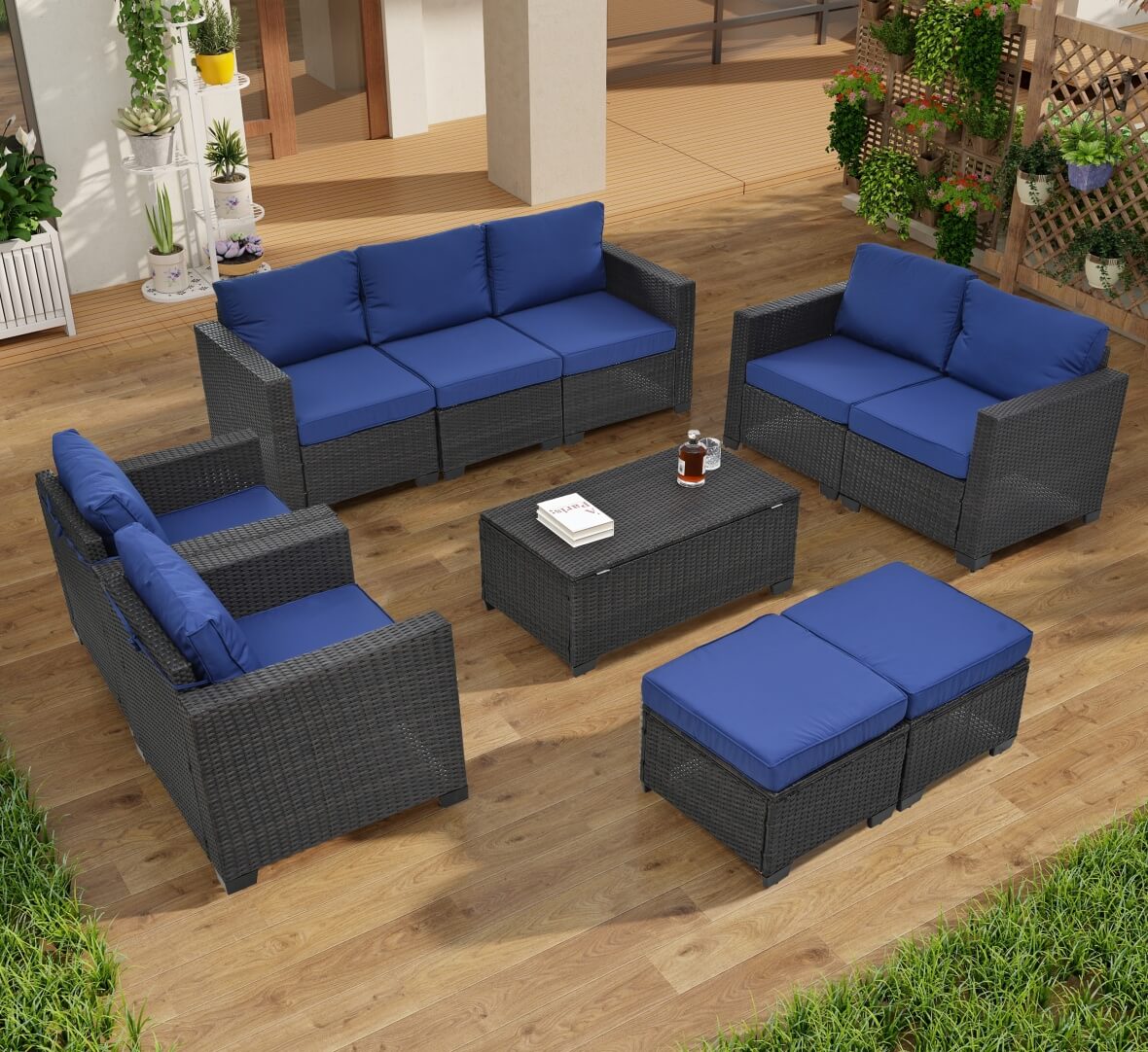 The 10 pieces of the Wicker Sectional Patio Set sold by WorkZen Interiors