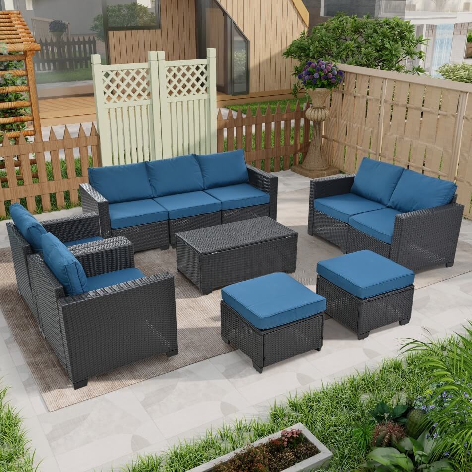 The 10 pieces of the Wicker Sectional Patio Set sold by WorkZen Interiors