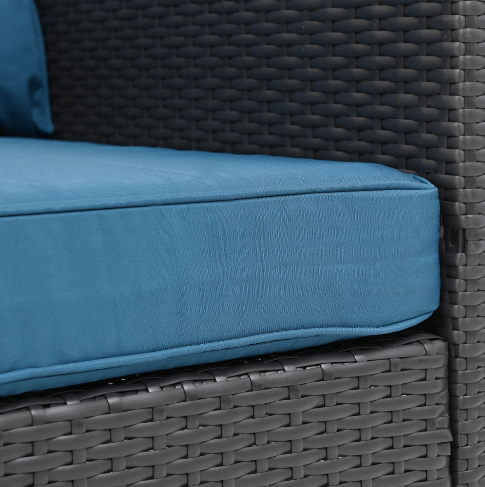 The cushion of the sofa that comes with the 10 pieces of the Wicker Sectional Patio Set sold by WorkZen Interiors