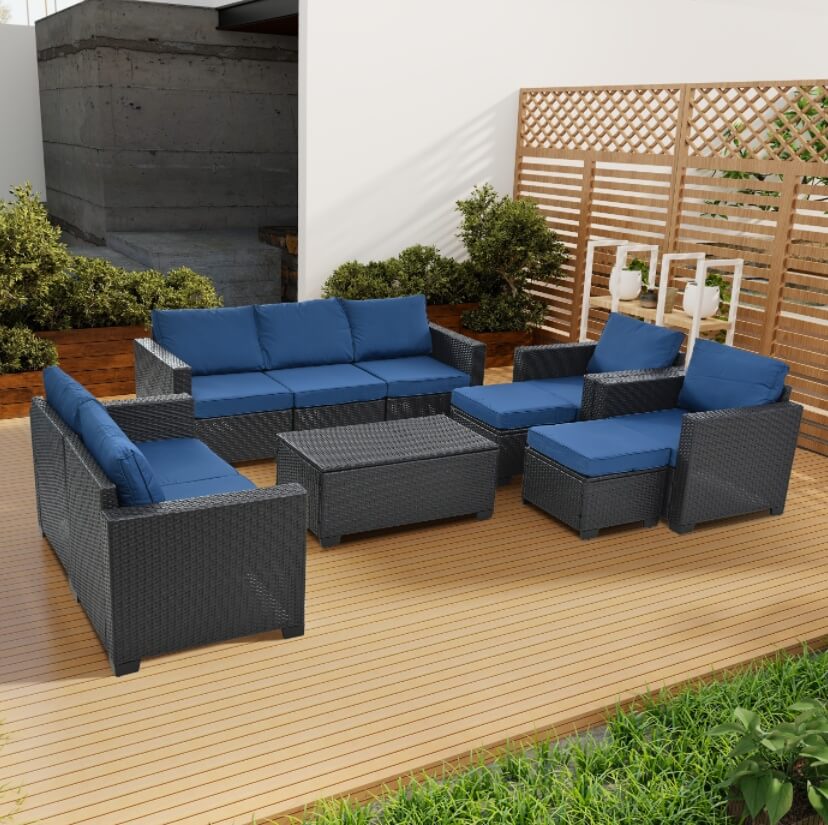 The 10 pieces of the Wicker Sectional Patio Set sold by WorkZen Interiors