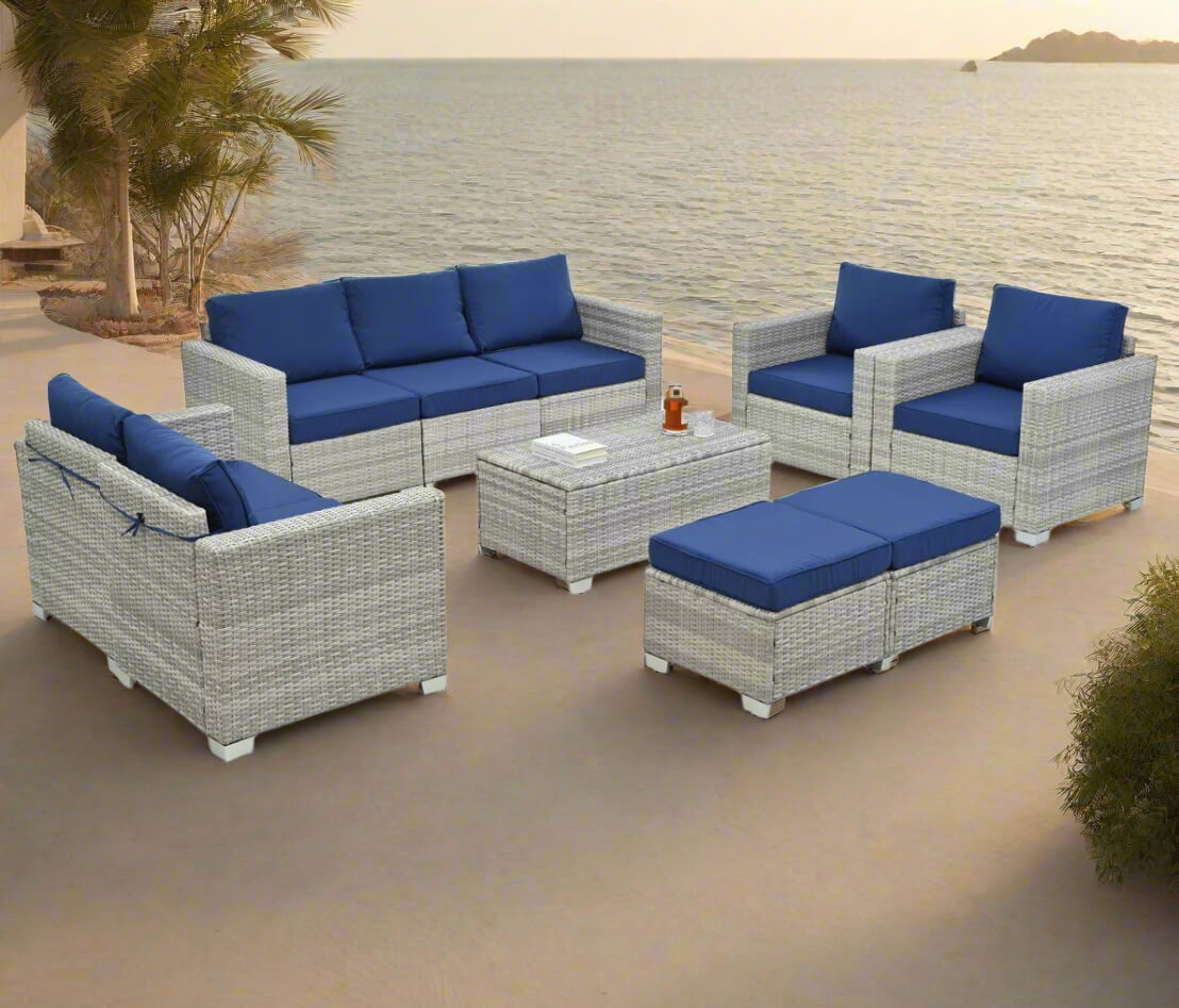 The 10 pieces of the Wicker Sectional Patio Set sold by WorkZen Interiors