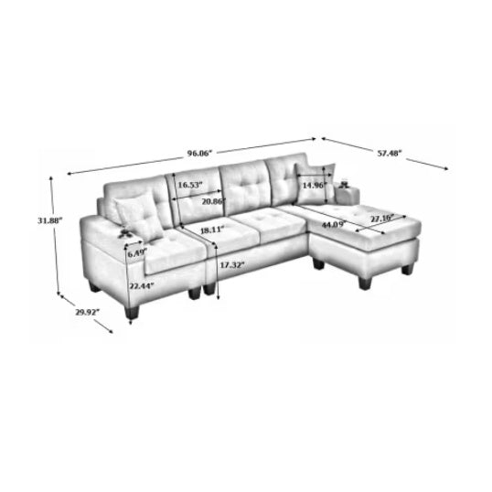The dimension of a Modern Sectional Sofa sold by WorkZen Interiors