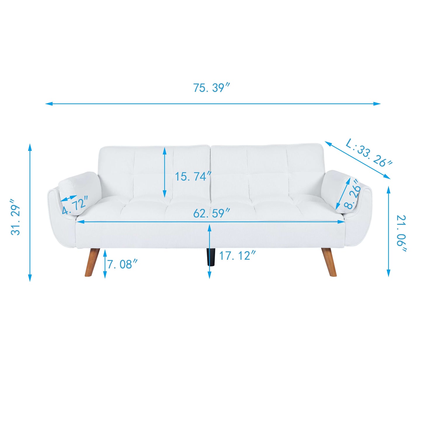 Dimensions of a Boston White Chair Sofa Bed sold by WorkZen Interiors