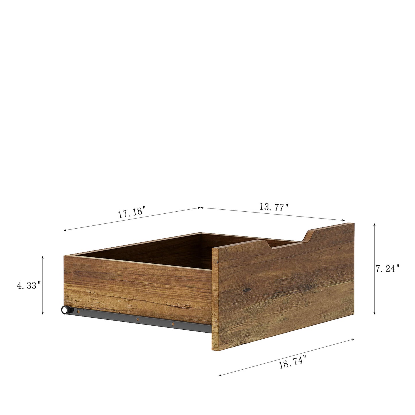 Dimensions of a drawer for a brown coat rack with shoe storage sold by WorkZen Interiors