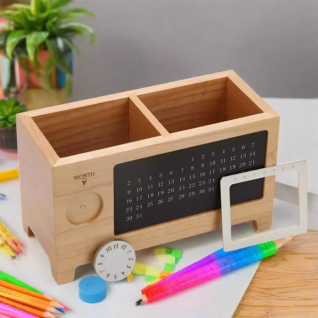 A Wooden Pen Holder sold by WorkZen Interiors