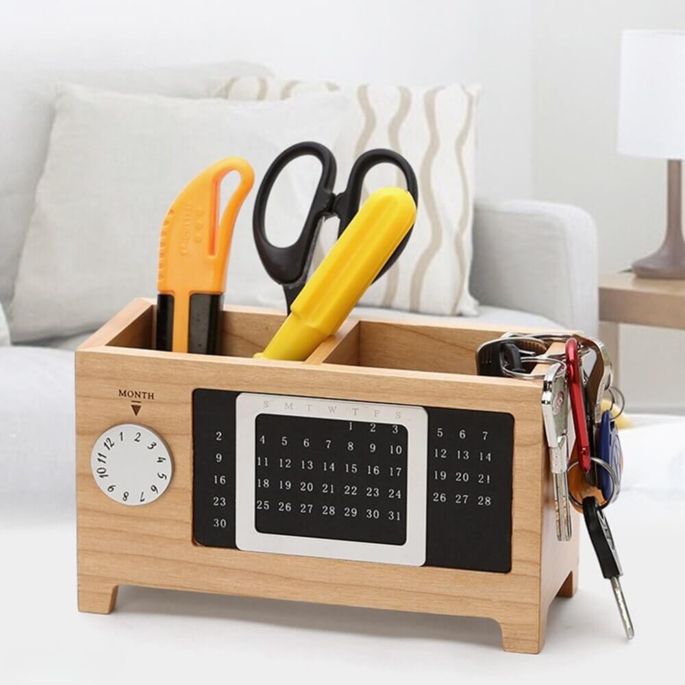 A Wooden Pen Holder sold by WorkZen Interiors