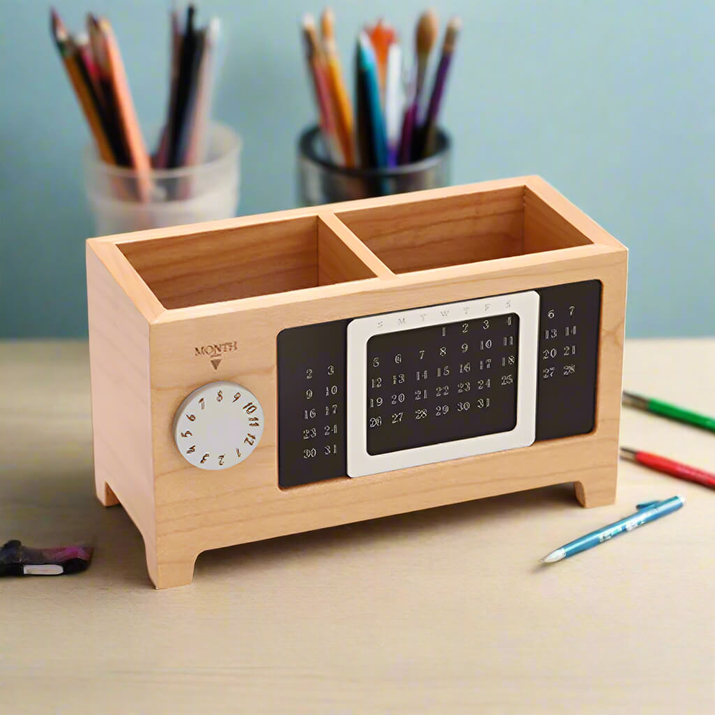 A Wooden Pen Holder sold by WorkZen Interiors