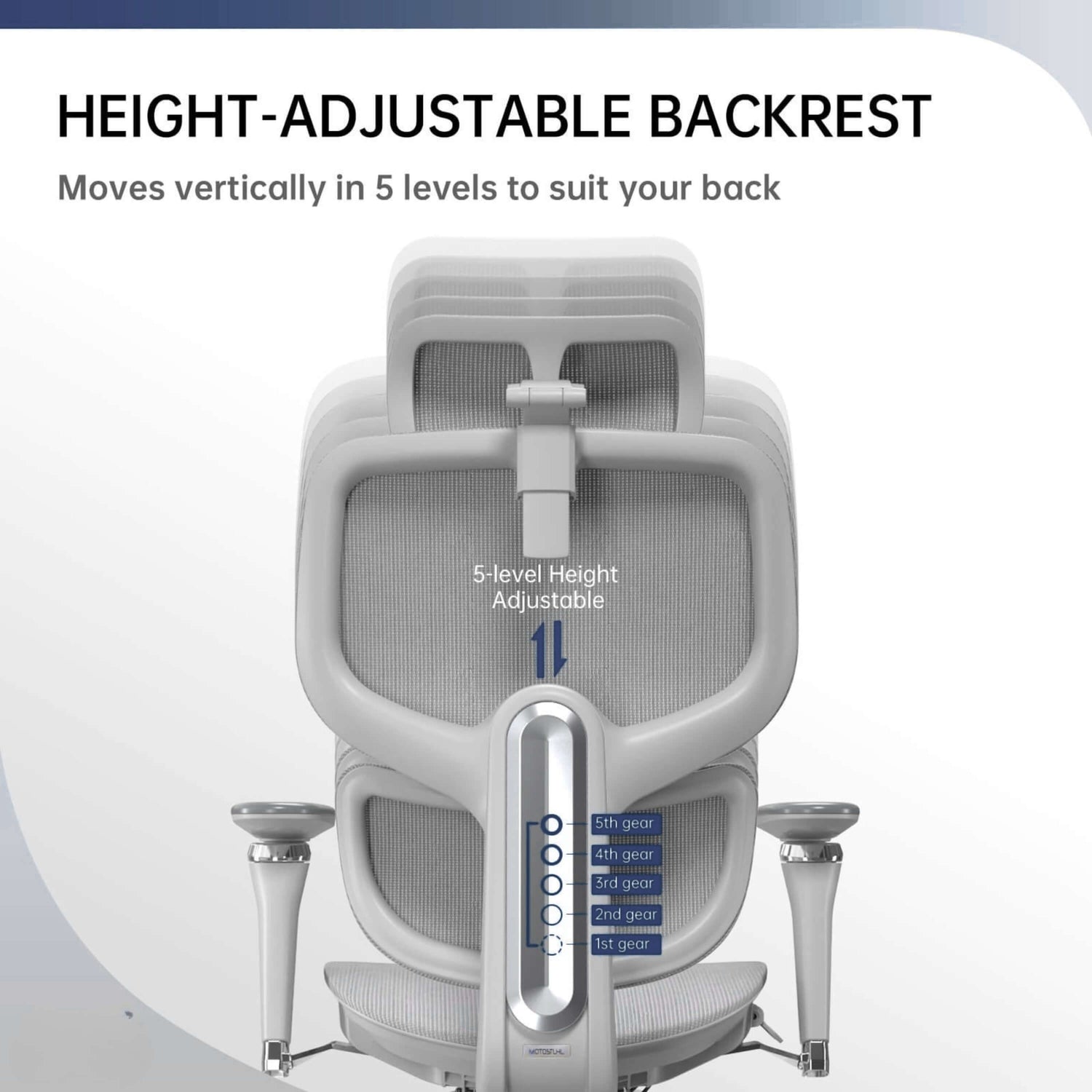 Height and adjustable backrest of the Gray High Back Office Chair sold by WorkZen Interiors