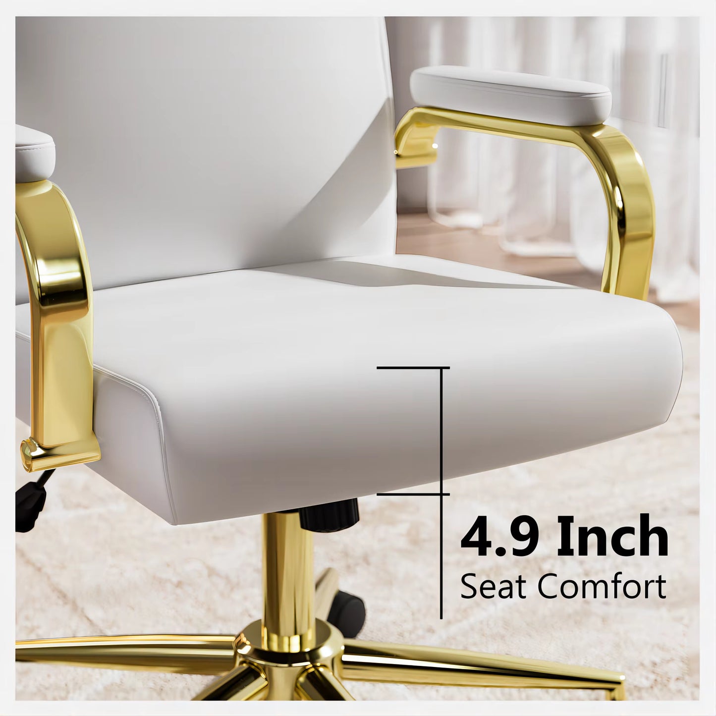 The seat of a white Executive Office Desk Chair sold on WorkZen Interiors