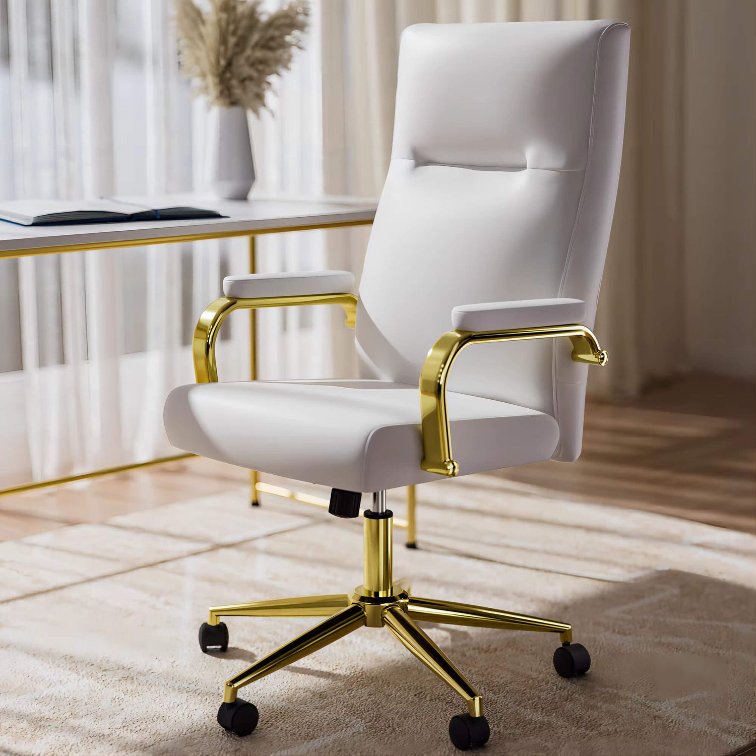 A white Executive Office Desk Chair sold on WorkZen Interiors