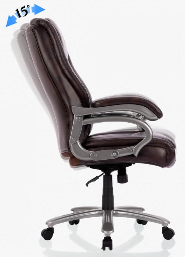 The excellent leather quality of a high back office chair sold by WorkZen Interiors