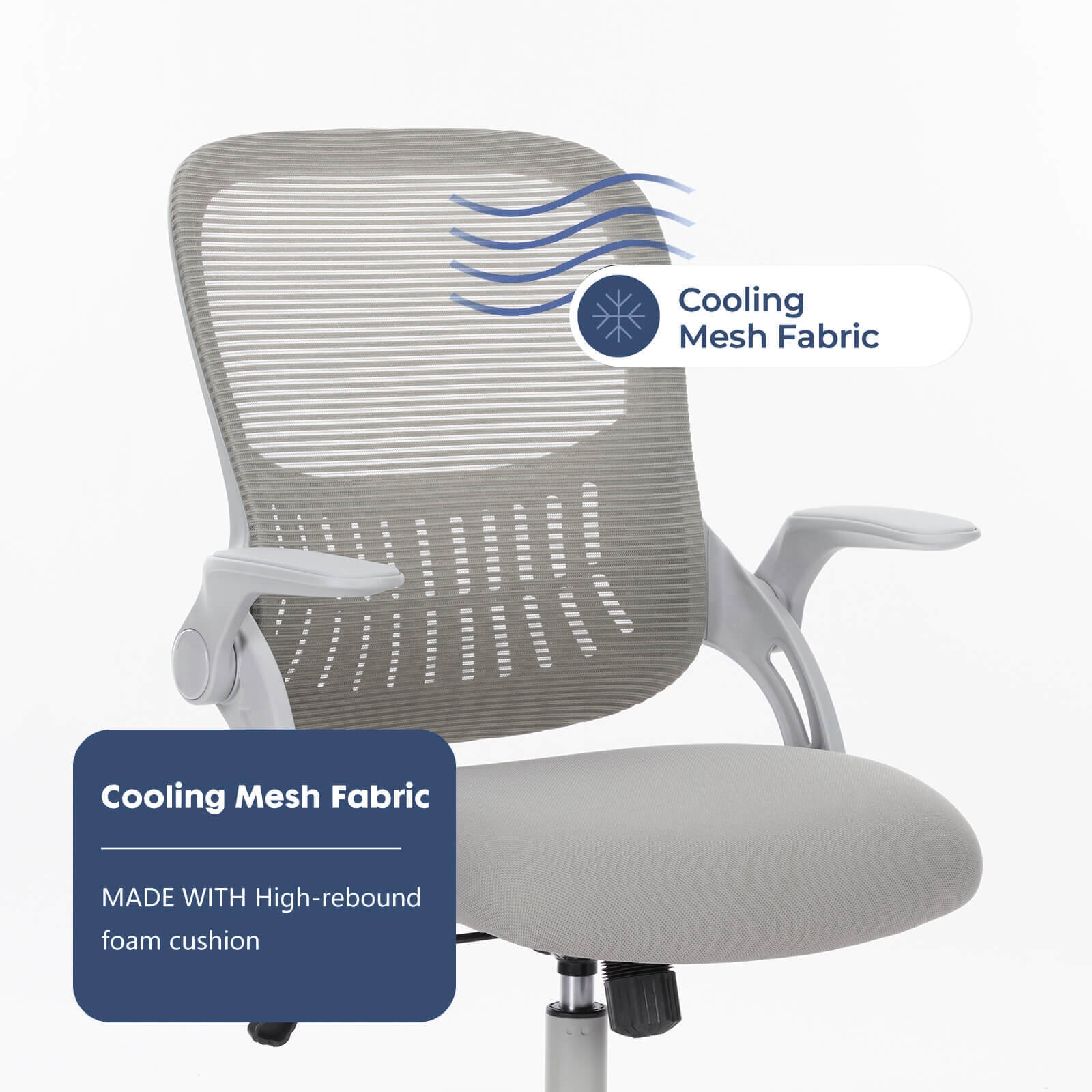 A gray mesh back office desk chair sold by WorkZen Interiors
