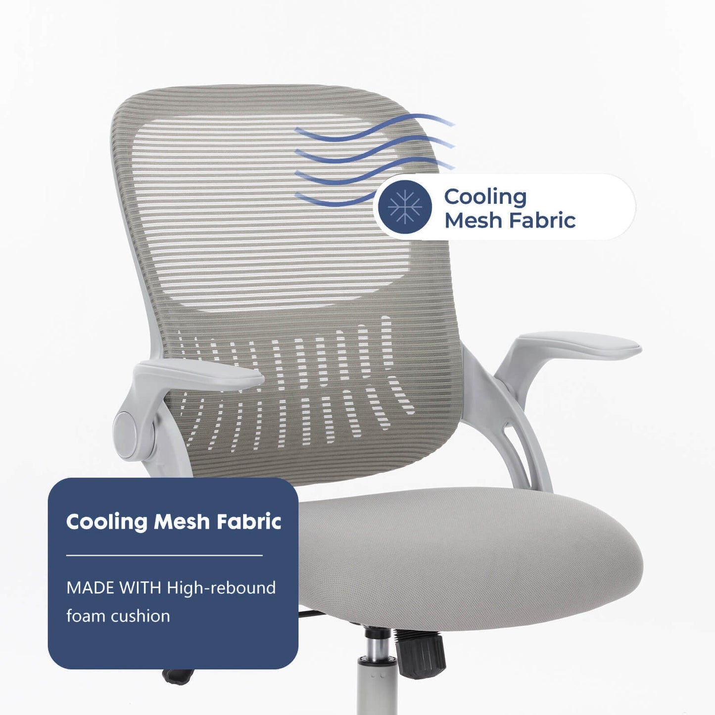 A gray mesh back office desk chair sold by WorkZen Interiors