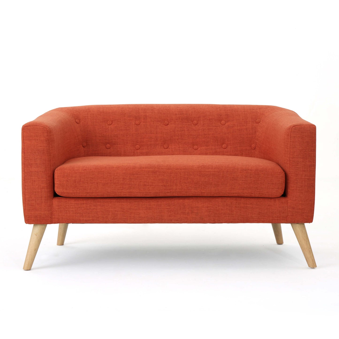 The front of an orange lounger sofa sold by WorkZen Interiors