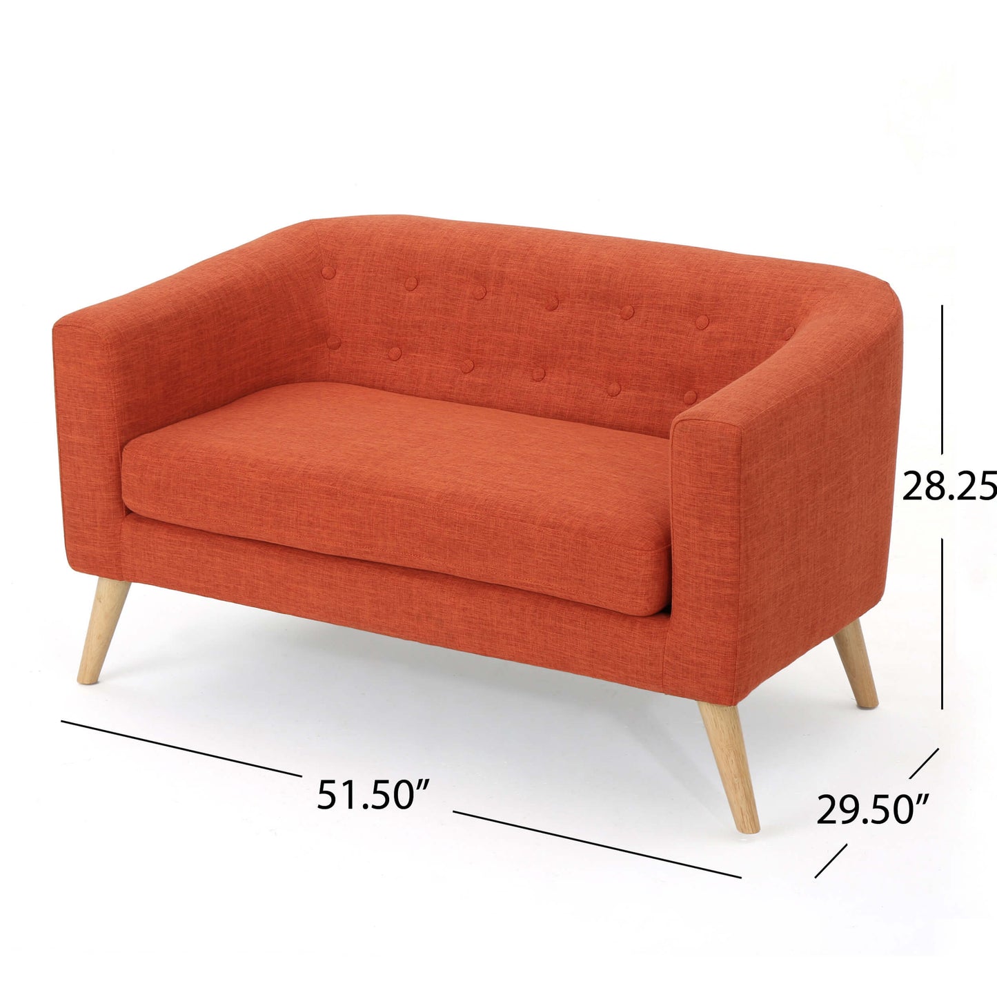 Dimension of an orange lounger sofa sold by WorkZen Interiors