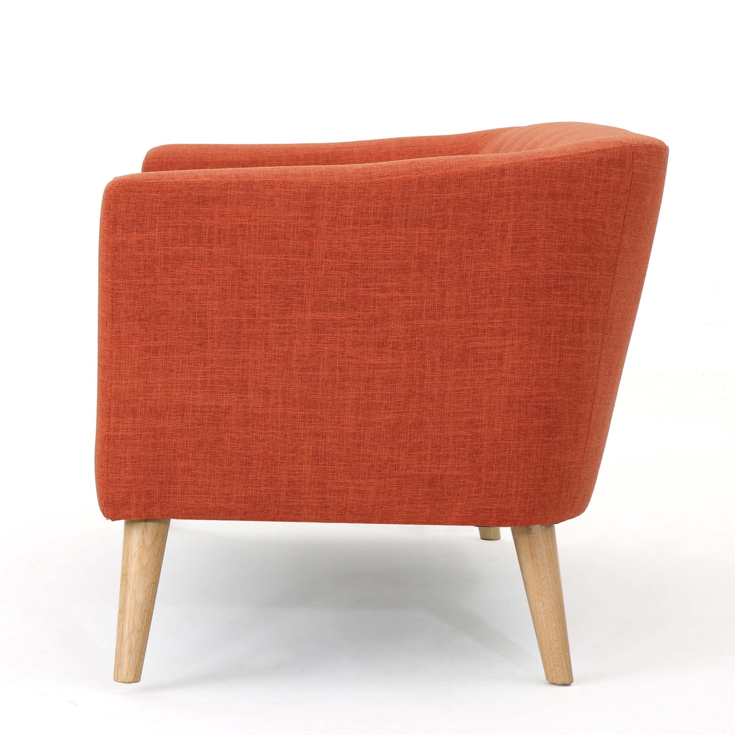 The side of an orange lounger sofa sold by WorkZen Interiors