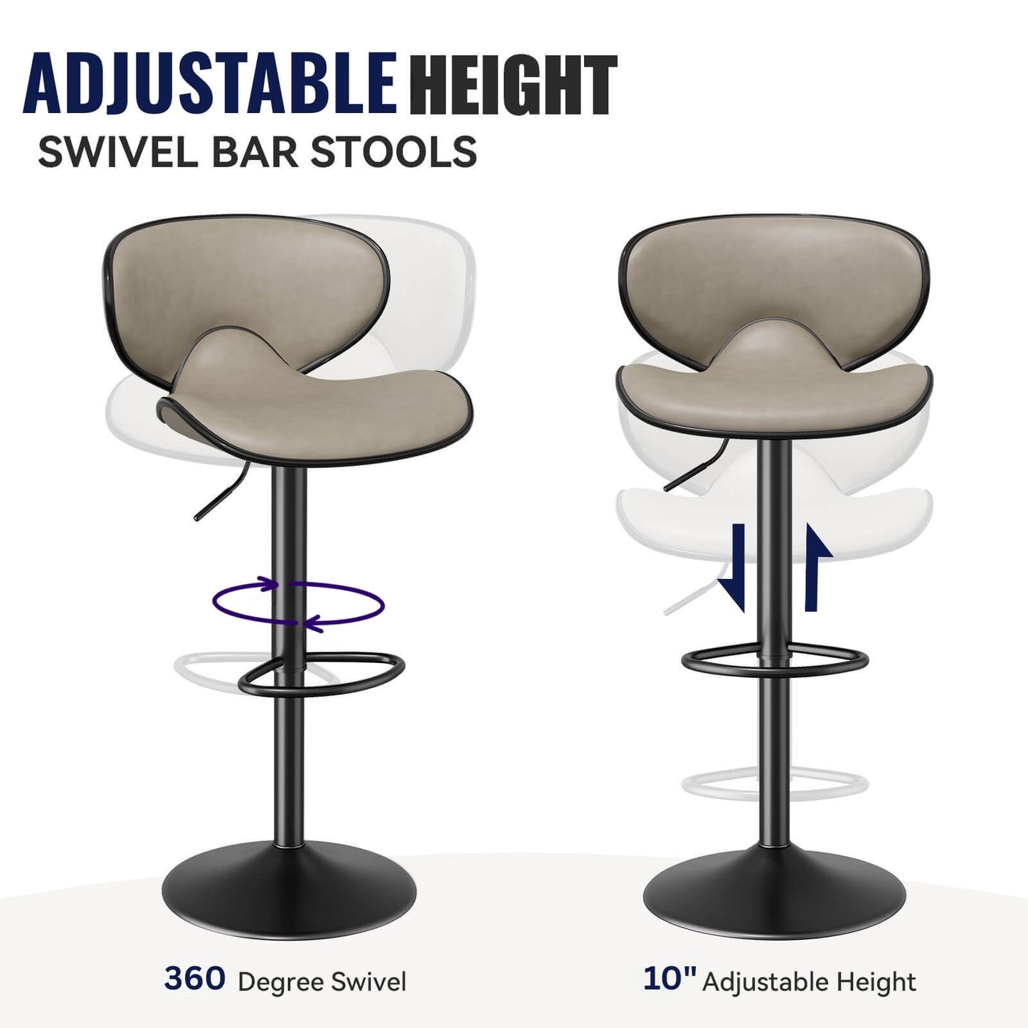 Adjustable height of a Sacramento Bar Stools Set Of 2 sold by WorkZen Interiors