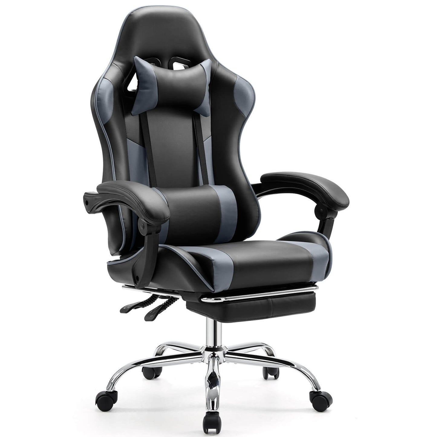 A black and gray Tall Gaming Chair sold by WorkZen Interiors