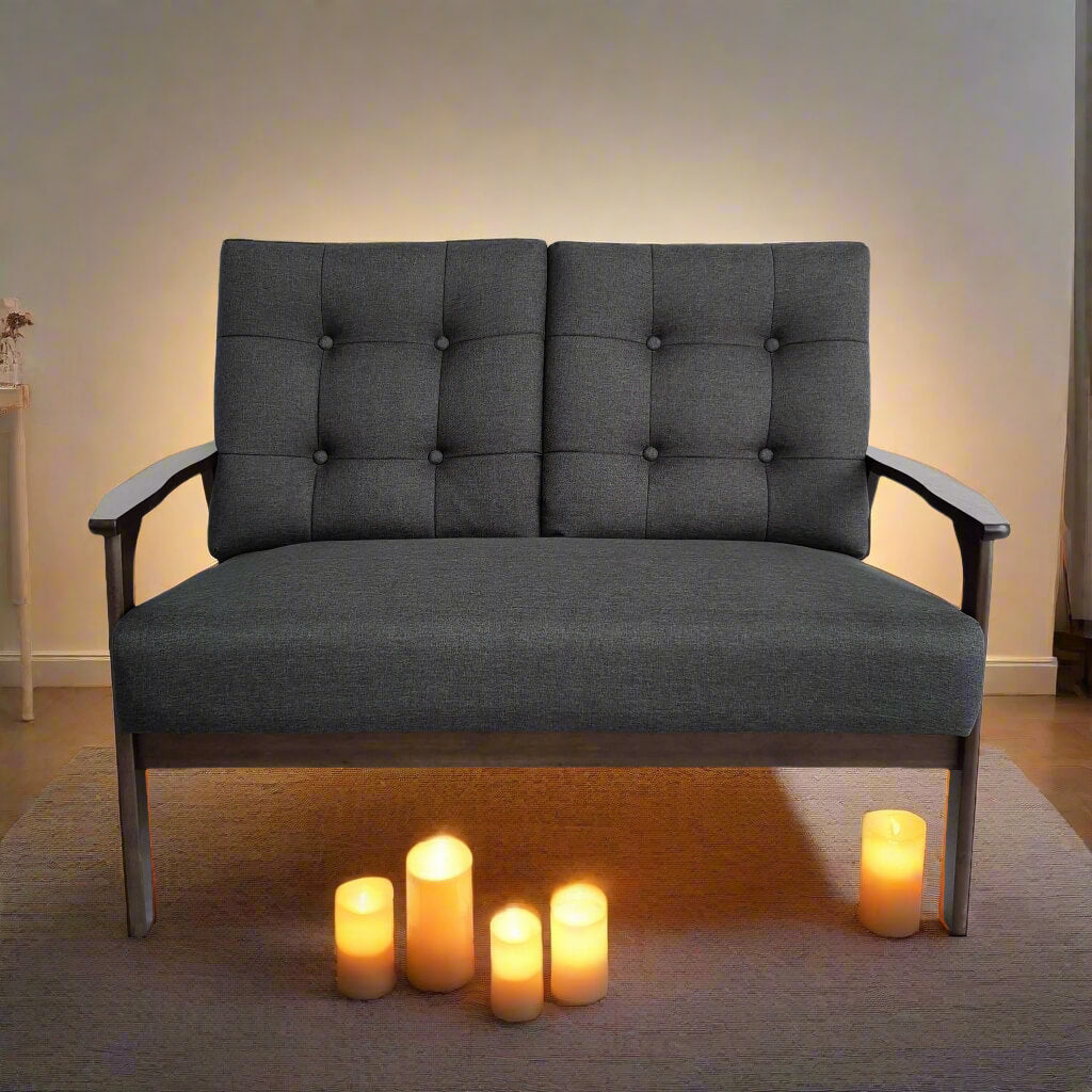 The front view of a vicenzo grey lounger sofa sold by WorkZen Interiors