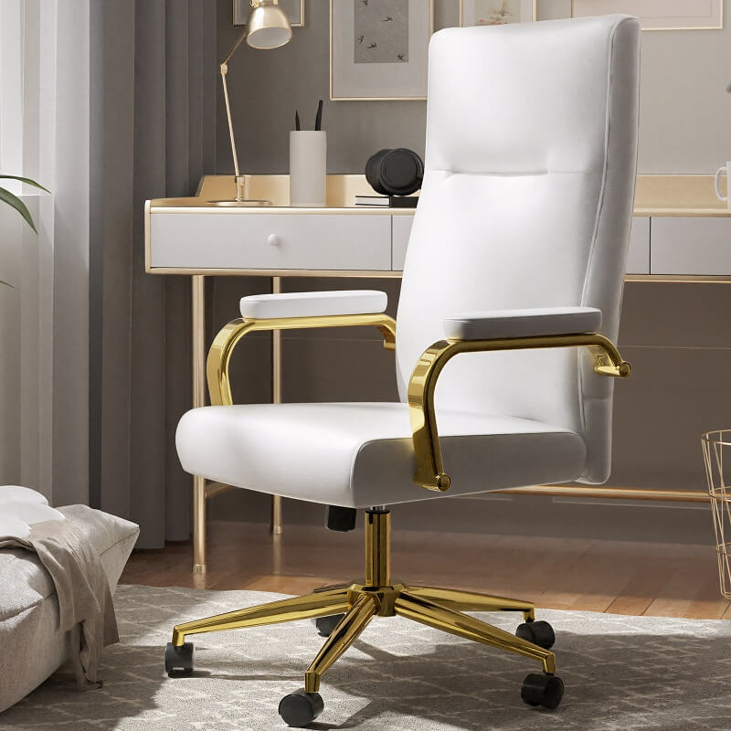 A white Executive Office Desk Chair sold on WorkZen Interiors