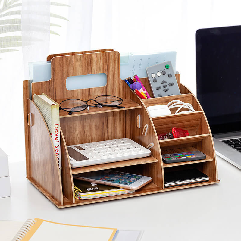 A brown cherry wood Wooden Magazine Rack sold by WorkZen Interiors