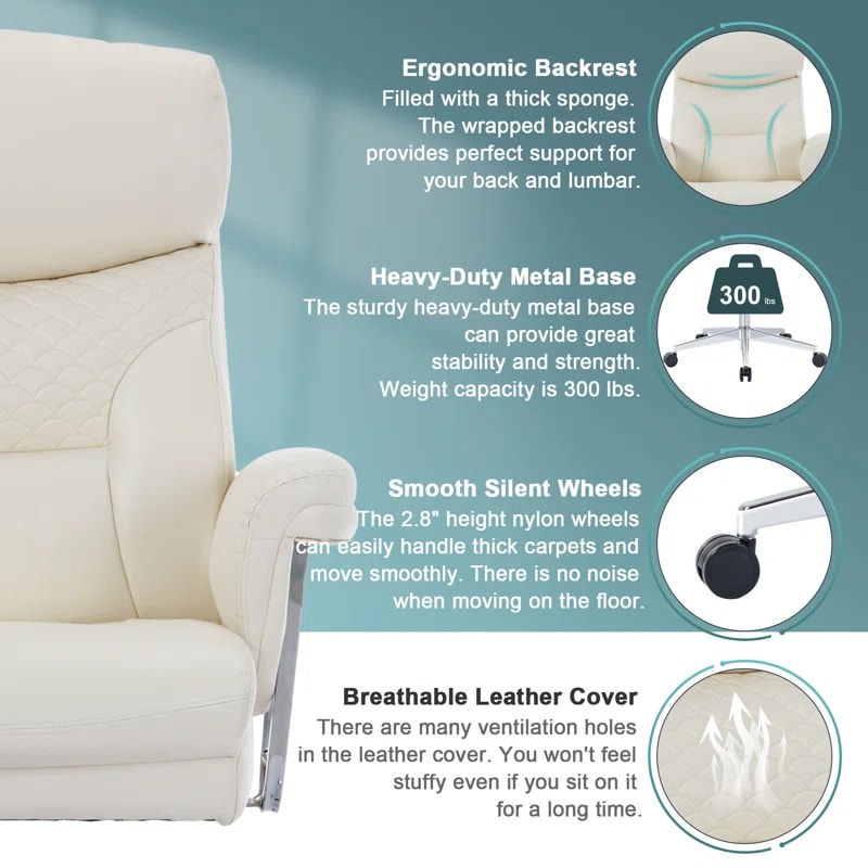 A white Executive Office Chair sold by WorkZen Interiors