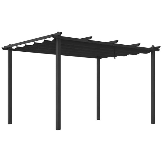 Black pergola structure on a white background