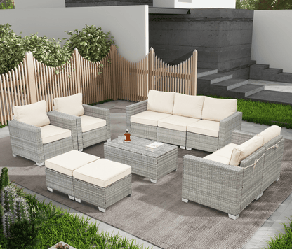 The 10 pieces of the Wicker Sectional Patio Set sold by WorkZen Interiors