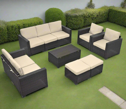 10 Piece Wicker Sectional Patio Set