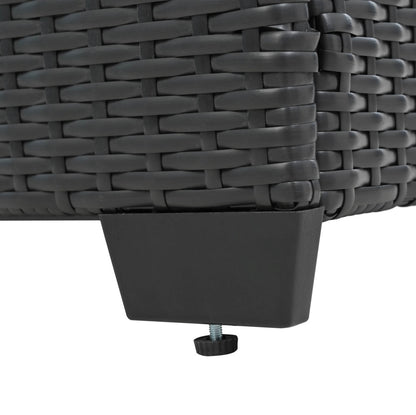 The foot of a chair which is part of the 10 pieces of the Wicker Sectional Patio Set sold by WorkZen Interiors