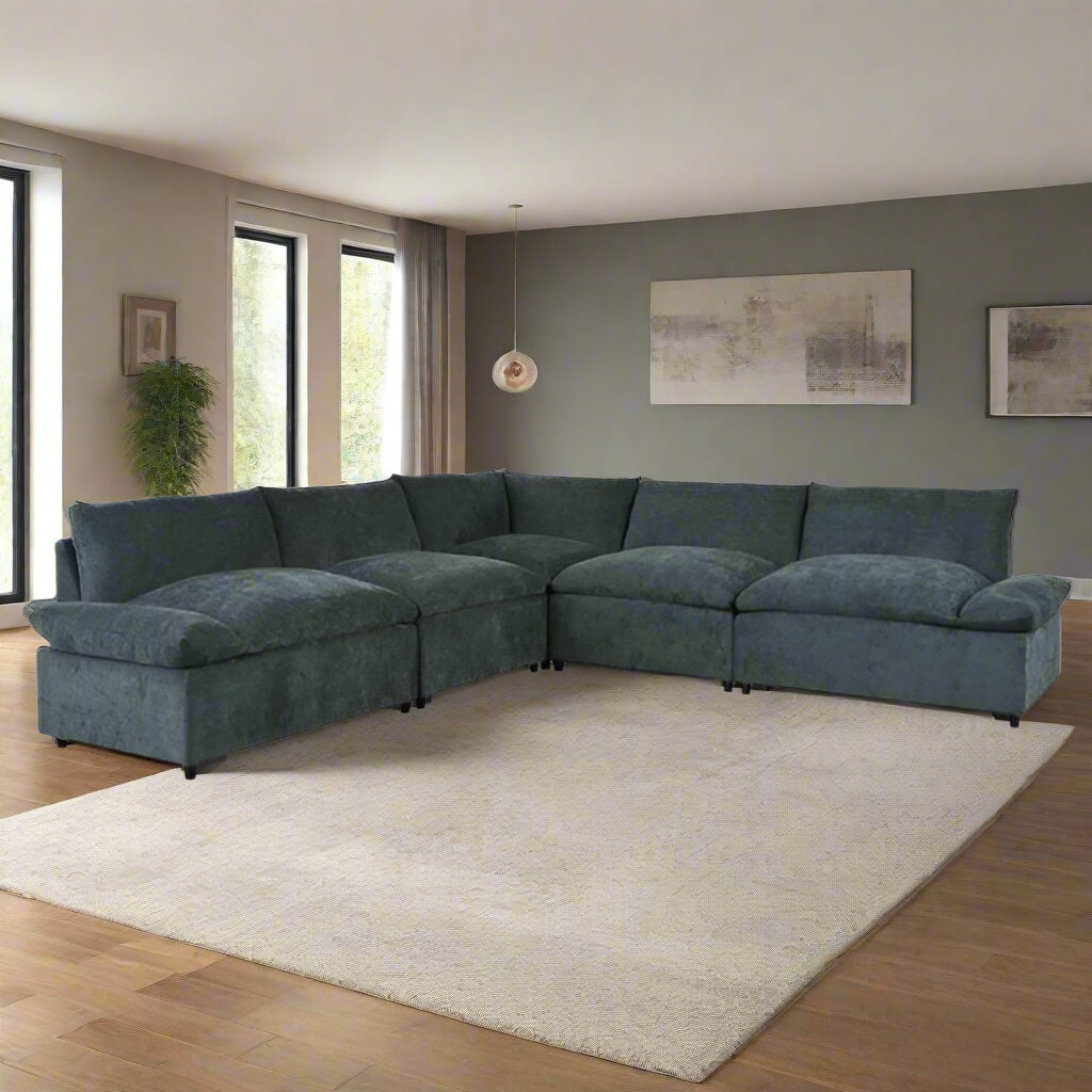 A grey 115.5 Foster Modular Deep Grey Sectional Sofa sold by WorkZen Interiors