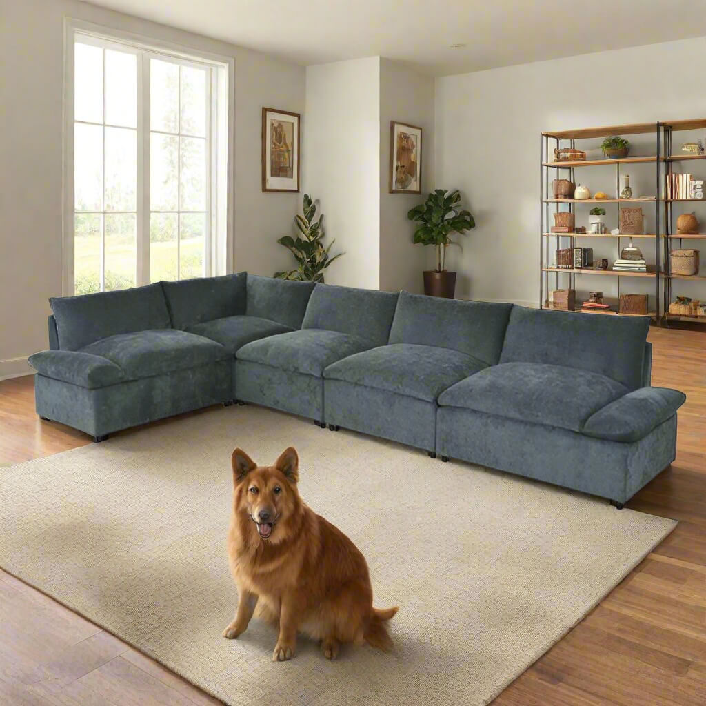 A grey 115.5 Foster Modular Deep Grey Sectional Sofa sold by WorkZen Interiors