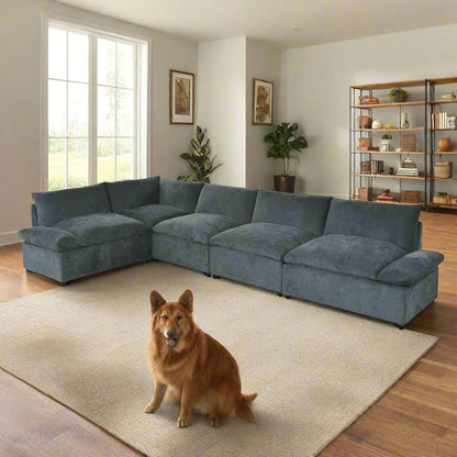 A grey 115.5 Foster Modular Deep Grey Sectional Sofa sold by WorkZen Interiors