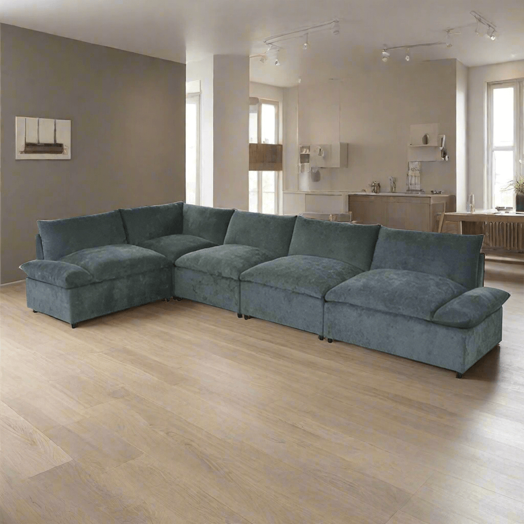 A grey 115.5 Foster Modular Deep Grey Sectional Sofa sold by WorkZen Interiors