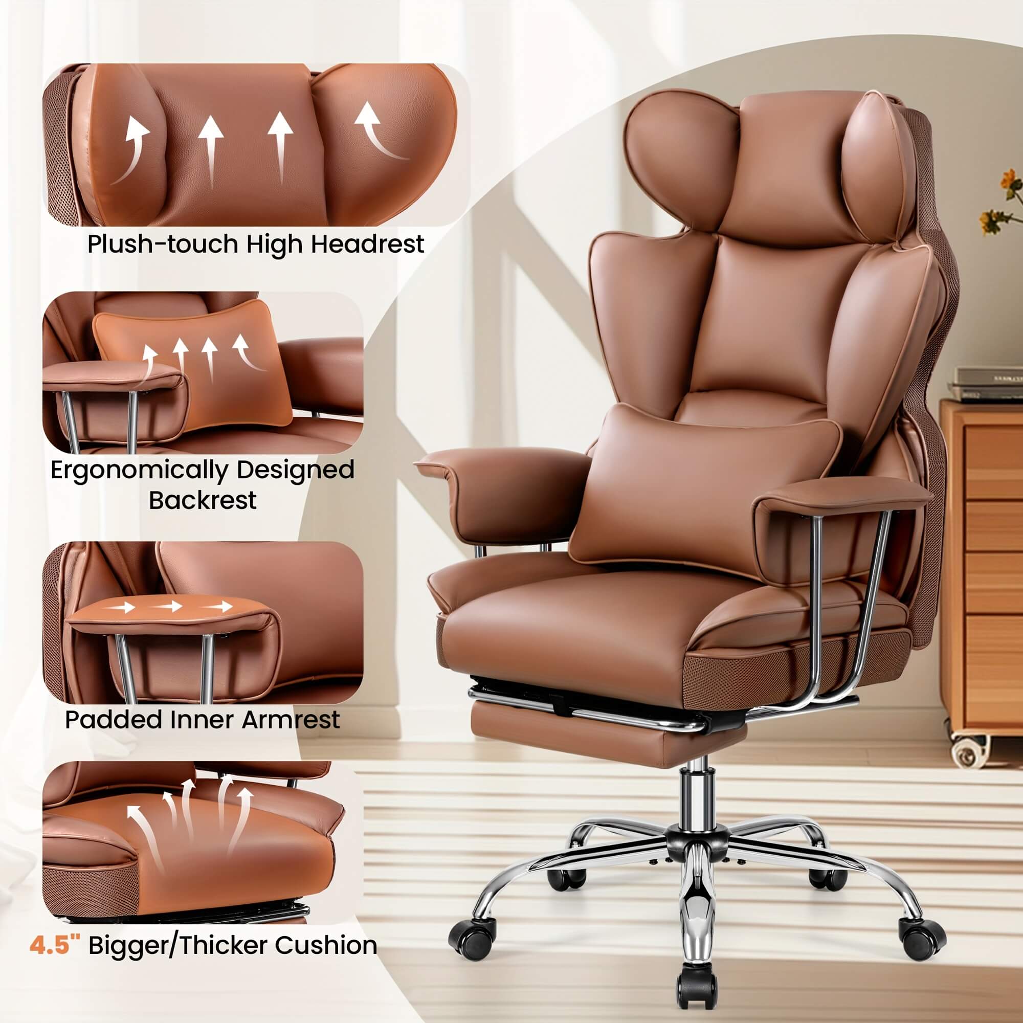 Properties of the brown executive office chair