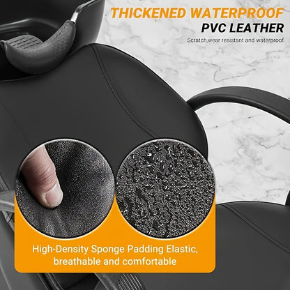 Hair salon backwash unit cover with thickened waterproof PVC leather and high-density sponge padding, showing texture and water resistance.