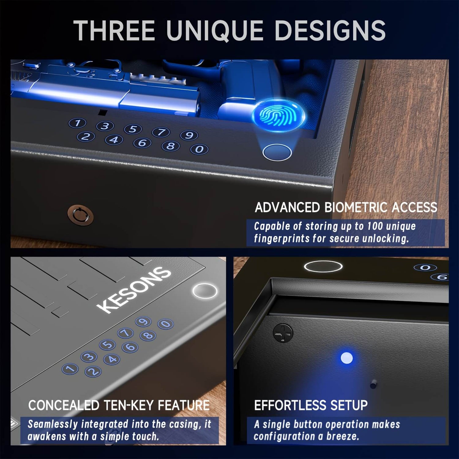 Security safe with biometric access features.