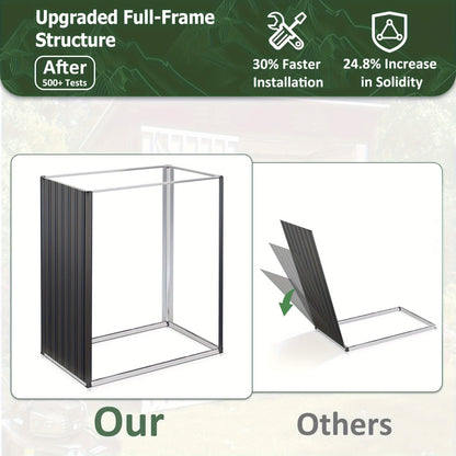 Comparison of upgraded full-frame structure with text highlighting features and improvements.