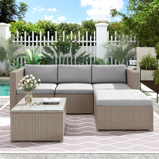 A garden corner sofa beside a swimming pool