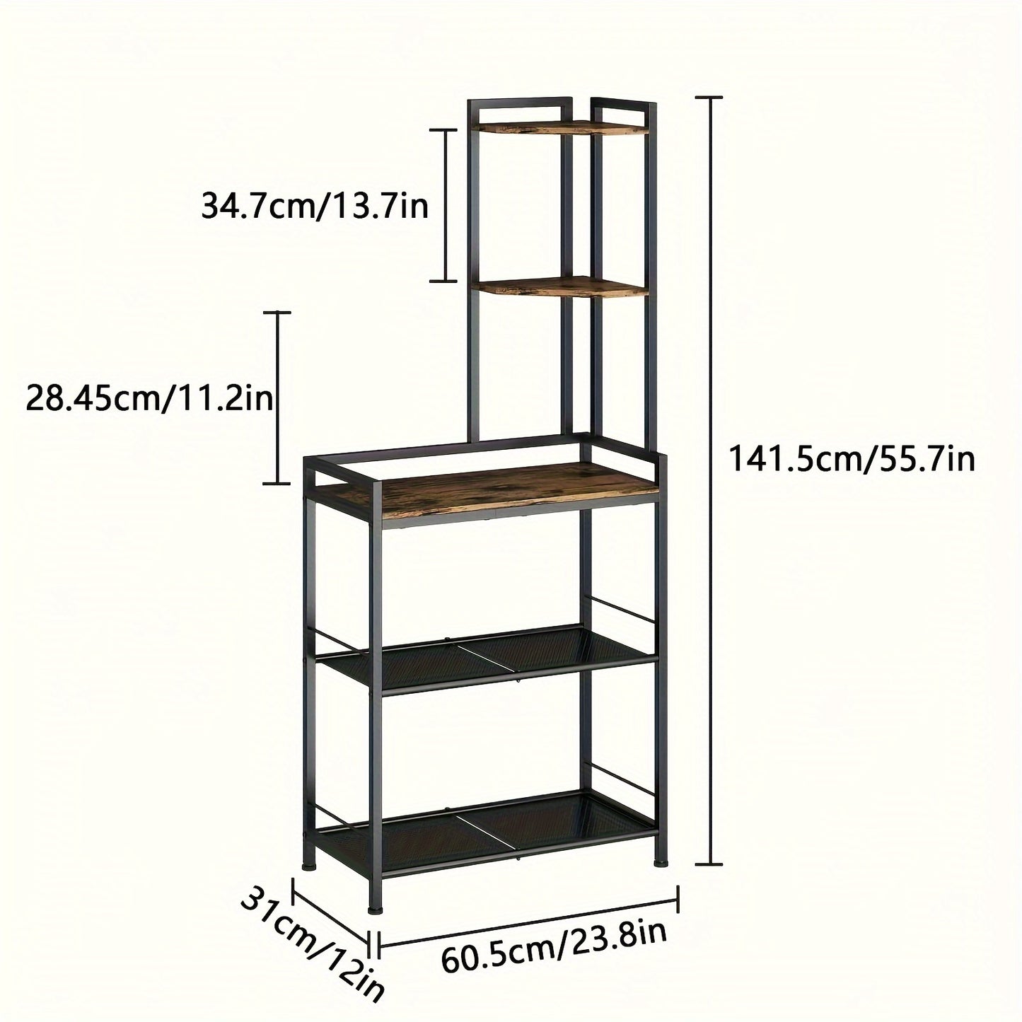 Dimension of a 5 Tier Corner Shelf sold by WorkZen Interiors
