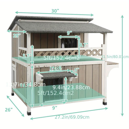 Dimensions of a pet house with measurements labeled