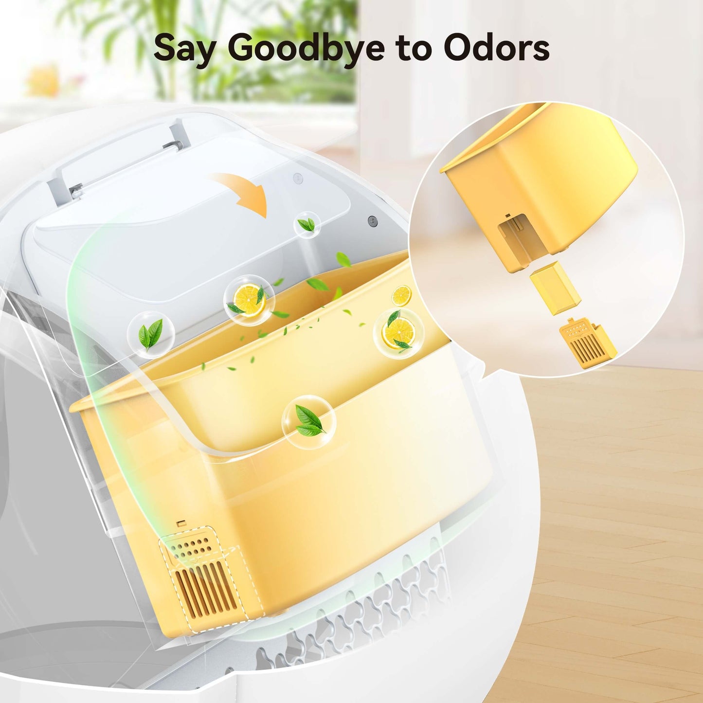 Meowant self cleaning litter box with lemon scent for odor removal