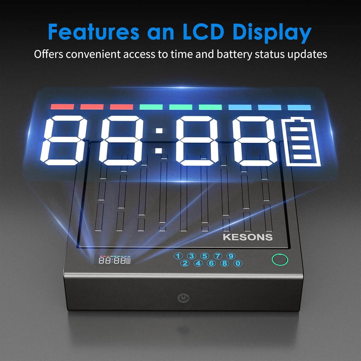 Digital clock with LCD display of a hand gun safe 
