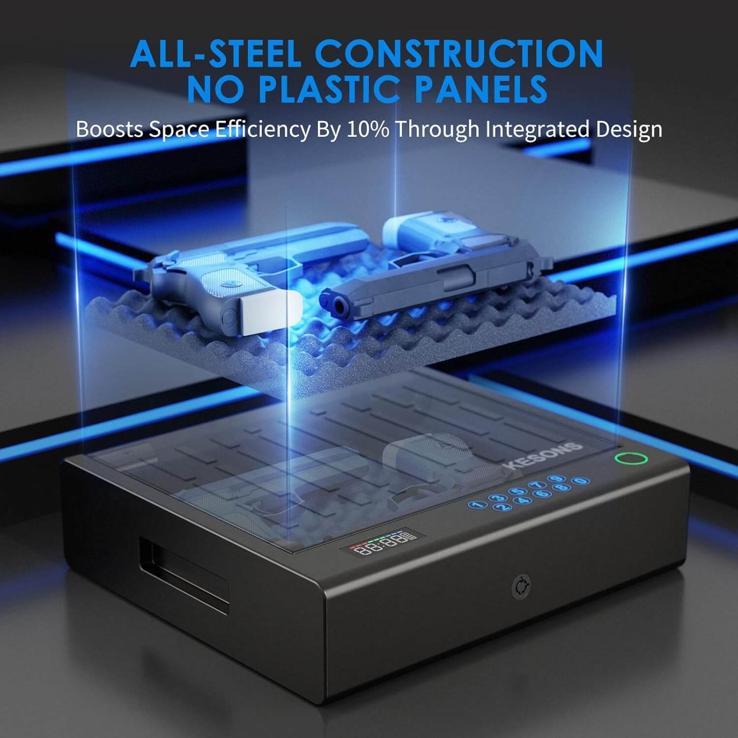 The layout of a hand gun safe sold by WorkZen Interiors