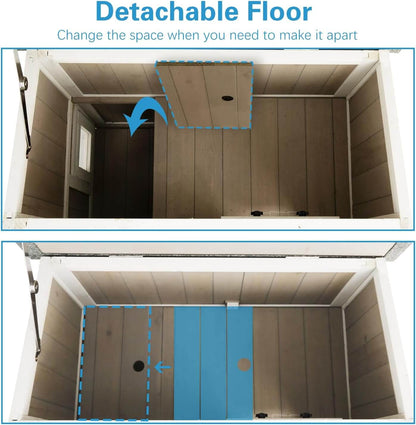 Detachable floor system with blue arrows indicating movement