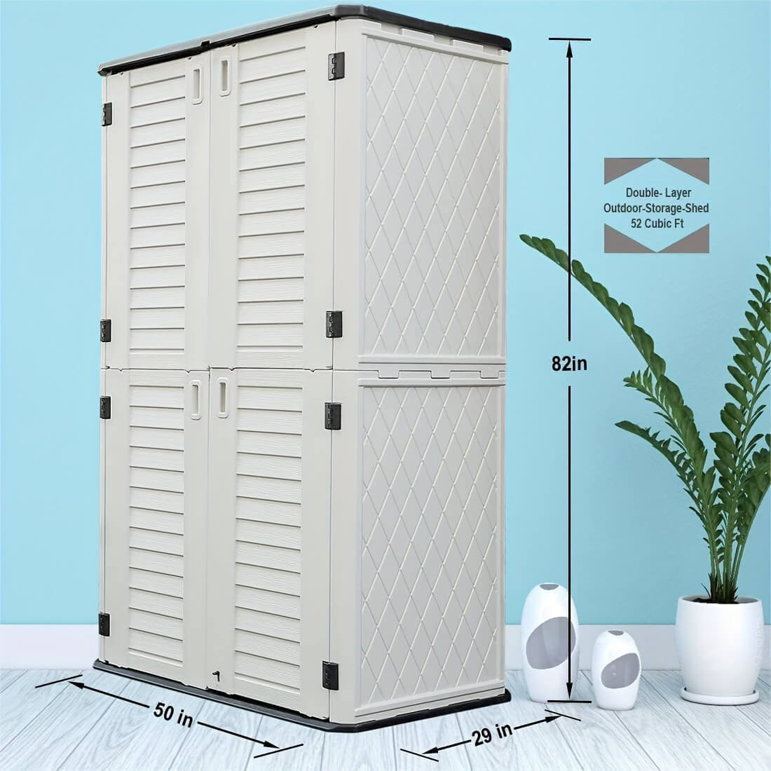 European-style Double-layer Resin Outdoor Storage Shed